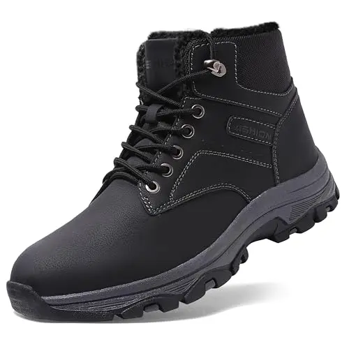 Littleplum Herren Winterschuhe Trekking, gefüttert, rutschfest, schwarz/grau, Größe 44 EU