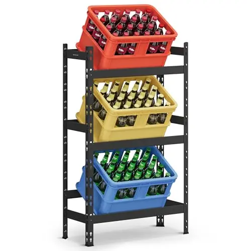 SONGMICS Getränkekistenregal für 3 Kisten, 3 Ebenen, bis 30 kg pro Ebene, stahl-schwarz, ideal für Bier und Wasser