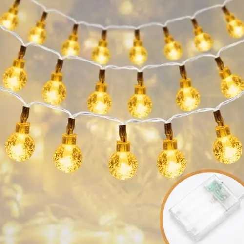 LED Lichterkette 10m mit 80 Kristallkugeln, Wasserdicht für Innen- und Außendekoration