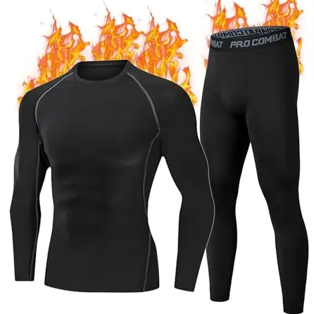 YESWEL Herren Thermounterwäsche M mit Innenfleece – funktionale Skiunterwäsche für winterliche Outdoor-Aktivitäten, Grau