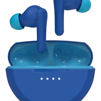 Belkin SoundForm Nano 2 Bluetooth In-Ear Kinderhörer, wasserfest, mit Mikrofon, 28 Std. Akku, Lautstärkebegrenzung, für iPhone, iPad, Galaxy – Blau