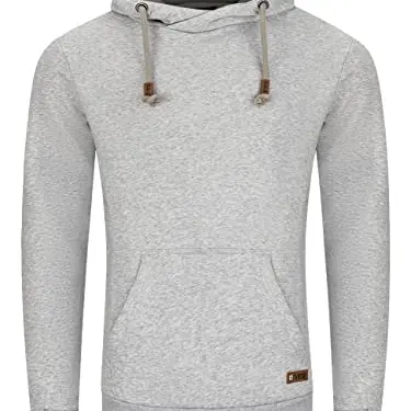 riverso Hoodie Herren Regular Fit Cross-Over-Kragen Grau 3XL
