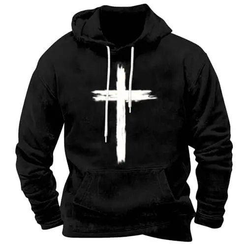 Zipper Hoodie Herren XL, Retro Y2K Pullover Schwarz für Halloween