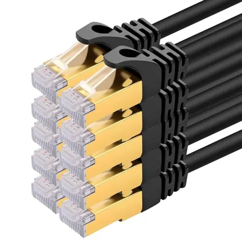 Puiseno CAT 7 Netzwerkkabel 50cm, RJ45, 10 Gbit/s, LAN Ethernet, SFTP, Kupfer, für Router, Switch, Modem, Patchpanel