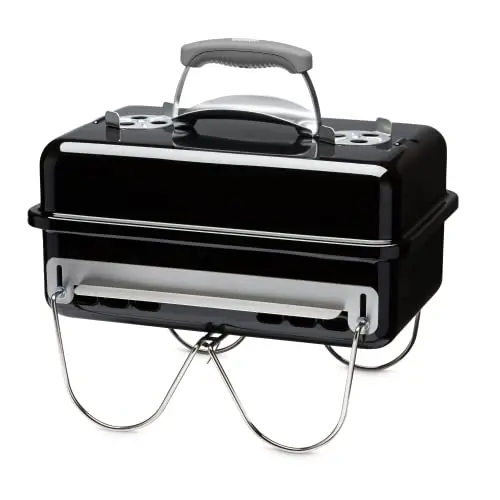 Weber Go-Anywhere Holzkohlegrill, Tragbar, Kompaktes Design, 42 x 26 cm, Schwarz