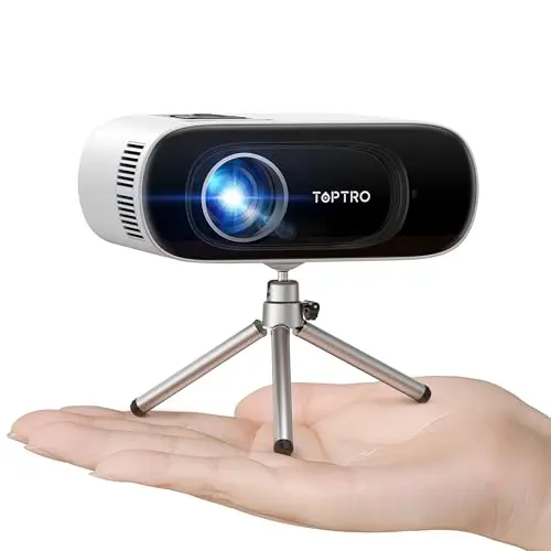 Mini Beamer Full HD 1080P, Tragbarer Projektor für Heimkino mit WiFi & Bluetooth, 15000 Lumens, kompatibel mit TV Stick, iOS, Android, Laptop