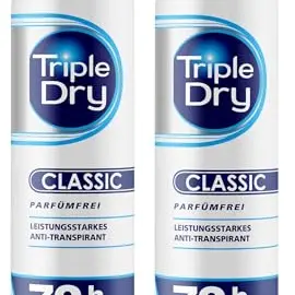 Triple Dry Anti-Transpirant-Spray 2 x 150 ml - Deo gegen starkes Schwitzen, parfümfrei, 72h Schutz
