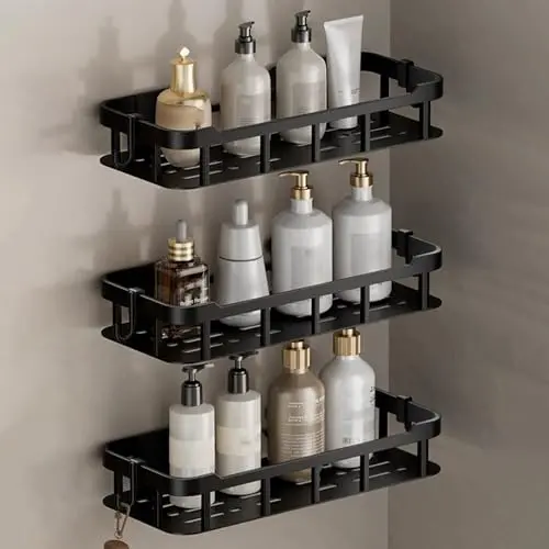 Asotckom 3er-Pack Dusch- und Küchen-Organizer, wasserdicht, groß, Kunststoff, zum Aufhängen