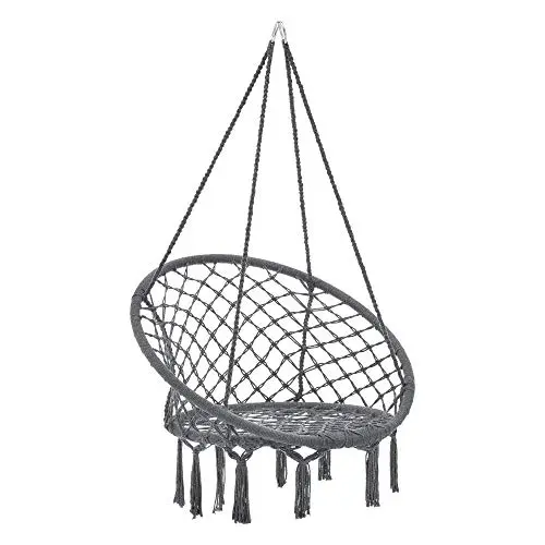 casa.pro Hängesessel Tampico bis 100 kg Hängestuhl Indoor & Outdoor Dunkelgrau