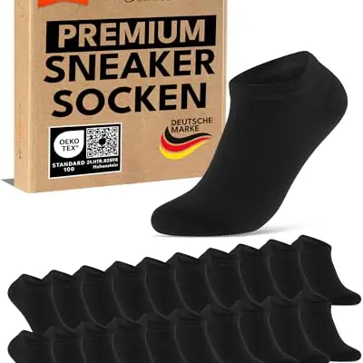 10 Paar Sneaker Socken für Herren und Damen - Komfortbund ohne Naht (Schwarz, Gr. 39-42)