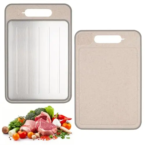 Antihaft Schneidebrett aus Edelstahl - Rutschfest und Doppelseitig, 31 x 21 cm, Ideal für Küche, Fleisch, Brot, Gemüse, Obst