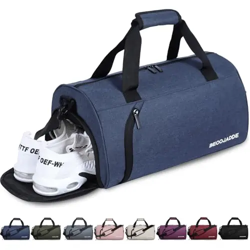 BECOJADDE Sporttasche 25L Damen & Herren, Wasserfest, mit Schuh- & Nassfach, Übernachtungstasche, Navy Blau