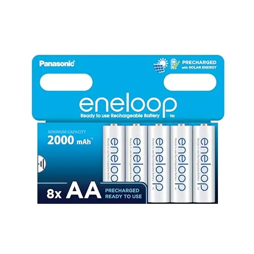 eneloop AA/Mignon Packung mit 8 langlebigen NI-MH-Akkus, 2000 mAh Kapazität