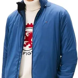 Tommy Hilfiger Herren Windbreaker Jacke, Lightweight Blouson, Stehkragen, Blau, Größe M