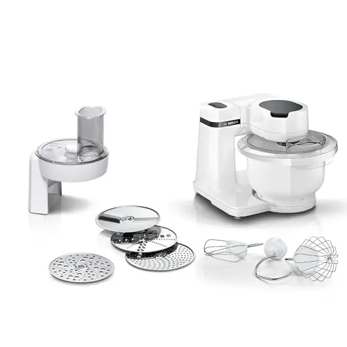 Bosch Küchenmaschine Serie 2, 3,8l, 700 W, weiß, mit Durchlaufschnitzler und Zubehör