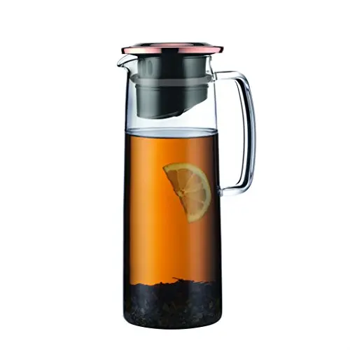 Bodum Krug mit Infuser und Deckel, Glas, Kupfer, 10 x 12,5 x 27 cm
