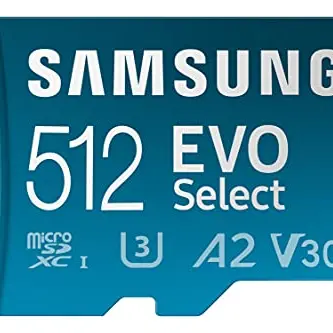 Samsung EVO Select microSD-Karte 512 GB mit SD-Adapter - Hochgeschwindigkeits-Speicher für Smartphone und Tablet