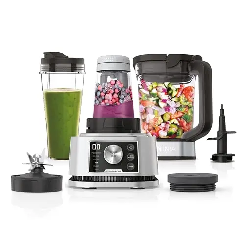 Ninja Foodi Power Nutri Mixer 3-in-1, Smoothie Maker, 1200W, 2,1L, inklusive Becher & Schüssel, Silber