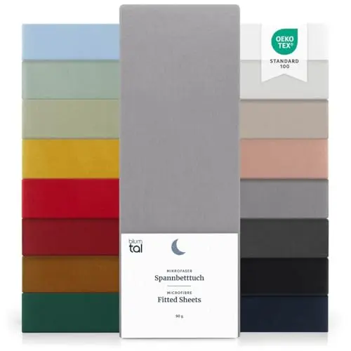 Blumtal Spannbettlaken 140x200 cm aus Microfaser - Oekotex zertifiziert - Grau
