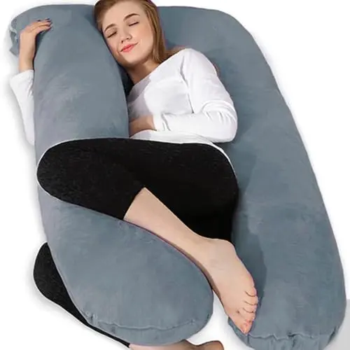 Chilling Home Schwangerschaftskissen U-Form Seitenschläferkissen großes Stillkissen (Schwarz Blau)