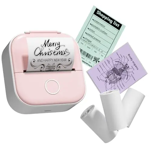 T02 Mini Drucker mit Bluetooth, Tragbarer Sticker Printer, Inkless Thermodrucker für Notizen und Memos