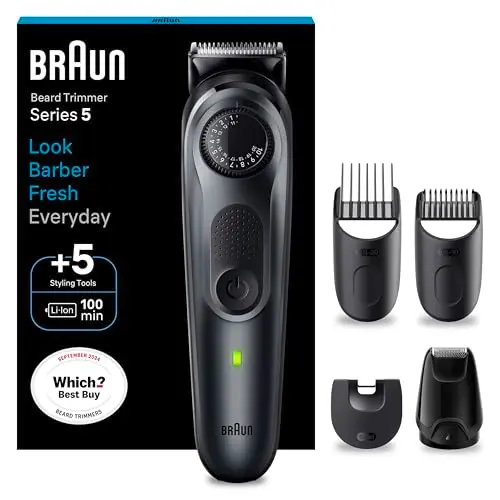 Braun Barttrimmer Series 5 für Herren – 40 Längeneinstellungen, 100 Min. kabellose Laufzeit