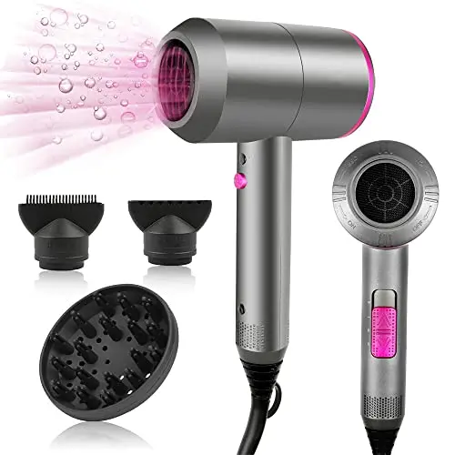 Professioneller Ionen Haartrockner mit AC-Motor, 2 Geschwindigkeiten, 3 Hitzeeinstellungen, Kaltluft, Diffusor & Konzentratoren, Grau