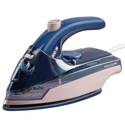 ProfiCare Reisebügeleisen, 800W, Keramiksohle, klappbarer Griff, kompakt, mit Dampf, 40ml Wassertank