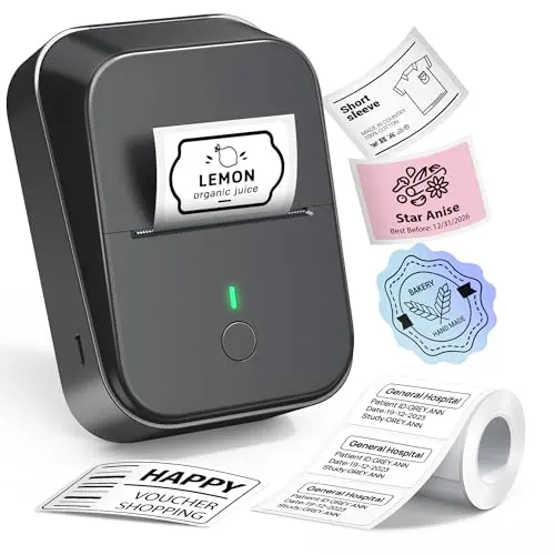 ETIKEZ PM260 Bluetooth Etikettendrucker, tragbares Beschriftungsgerät für Büro, Schule und Küche, Schwarz