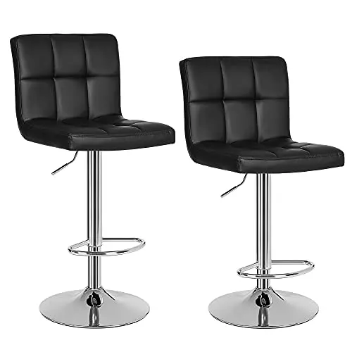 SONGMICS Barhocker 2er-Set mit Lehne, höhenverstellbar, schwarz