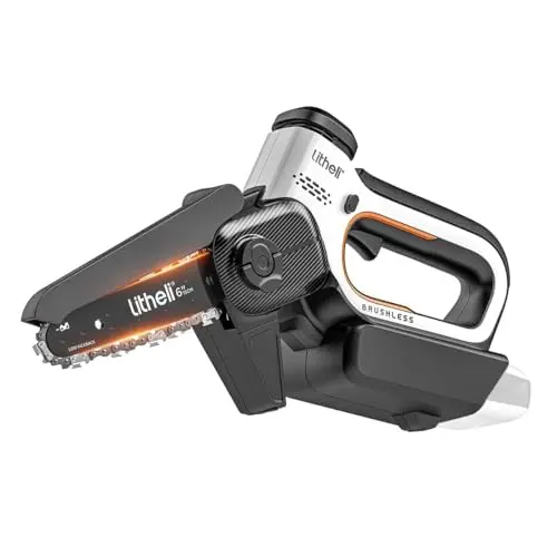 Litheli Mini Kettensäge mit Akku 15 cm (20V, bürstenloser Motor)