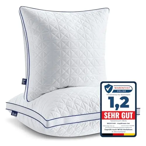 BedStory 2er Set Kopfkissen 80x80, höhenverstellbar, atmungsaktiv, waschbar, Oeko-zertifiziert