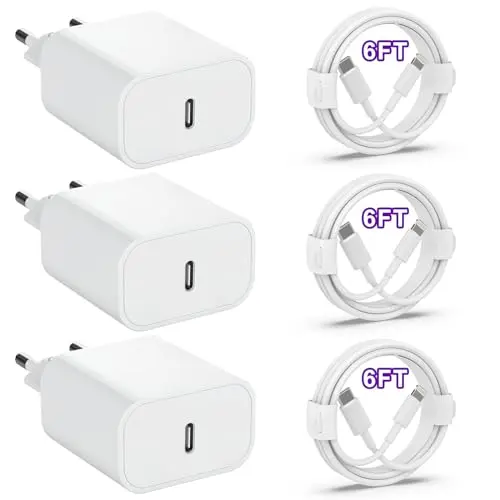 3er-Pack 25W iPhone Ladegerät mit 3x 2M Lightning Kabel - Kompatibel mit iPhone 14/13/12/11/X/8