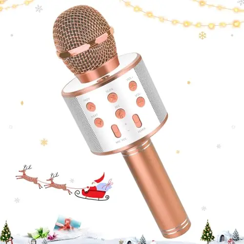 Drahtloses Bluetooth Mikrofon für Kinder, 5-in-1 Karaoke Maschine, ideales Geschenk für Geburtstagsfeiern
