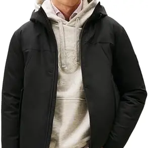 Tommy Hilfiger Herren Windbreaker Jacke Tech Hooded Wasserabweisend, Schwarz (Black), S