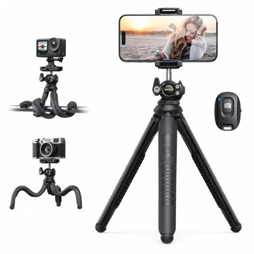 Lamicall Mini Handy Stativ - Flexibles Tripod für Smartphone & Kamera mit 360° und Fernbedienung, kompatibel mit iPhone und GoPro