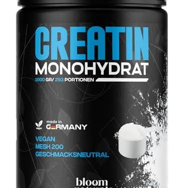 Creatin Monohydrat Pulver 1kg – Hochdosiert, vegan, laborgeprüft mit Vitamin B6