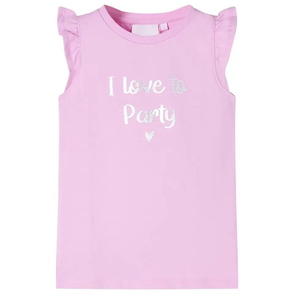 Kinder T-Shirt mit Rüschenärmeln, Rundhalsausschnitt, Mädchen, Lila, 116