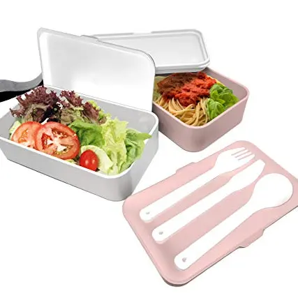 NERTHUS FIH 667 Lunch Doppelbox, Rosa/Weiß, 18,5 cm x 11,1 cm