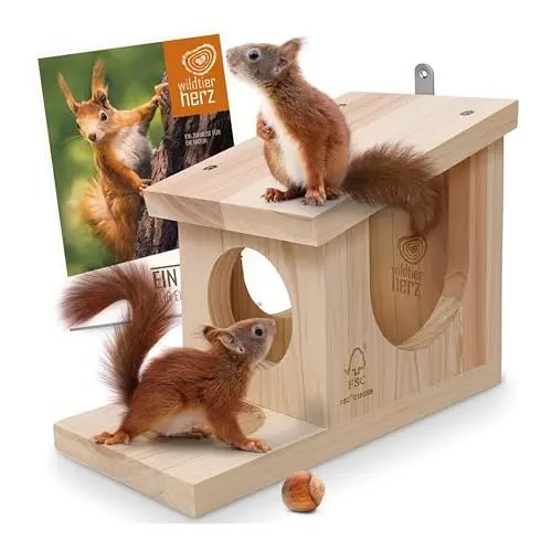 Eichhörnchen Futterhaus aus Massivholz, wetterfest - Futterstation für Eichhörnchen