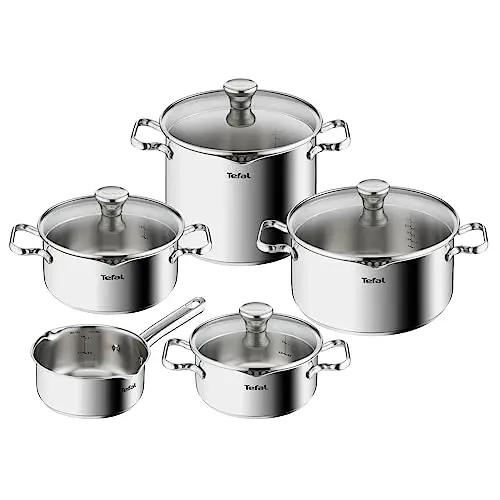 Tefal Duetto Induktion Topfset 9-teilig, aus Edelstahl, backofengeeignet bis 260°C, für alle Herdarten