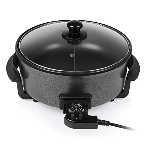 Tristar XL Sauteuse 30 cm, 5 l, für 4 Personen, mit Trenner, einstellbarer Thermostat, Schwarz