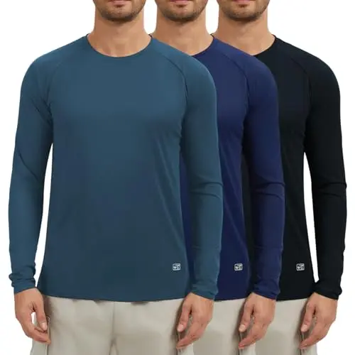 AMZSPORT Herren UV Schutz Langarmshirt 3er Pack - Atmungsaktiv & Schnelltrocknend für Outdoor und Running