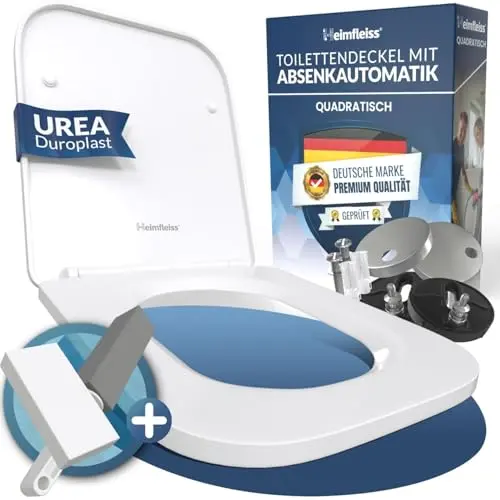 Heimfleiss® Toilettendeckel mit Softclose Funktion - Eckig, Duroplast, Weiß