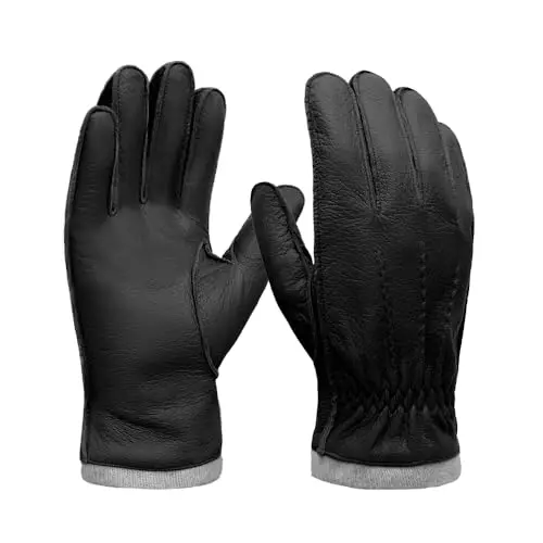 MGGMOKAY Herren Handschuhe aus Hirschleder mit Touchscreen-Funktion - Schwarz, XL