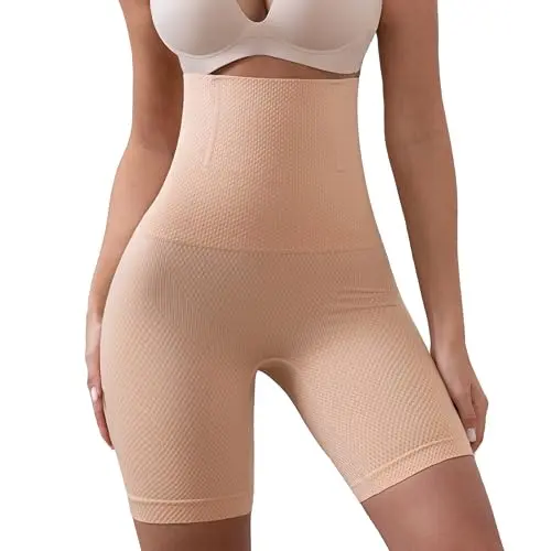 GOLD CARP Damen Shapewear Hohe Taille Miederpants Body Shaper Beige M-L