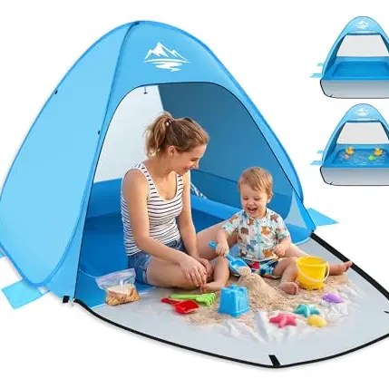 MAXDONE Strandmuschel & Zelt, 2-3 Personen, leicht, UV-Schutz 50+, tragbar für Strand, Camping & Garten