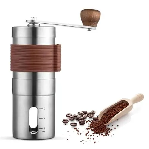 Manuelle Kaffeemühle mit CNC-Stahlfräser, tragbar für Aeropress, französische Presse und Espresso, inklusive Reinigungsbürste