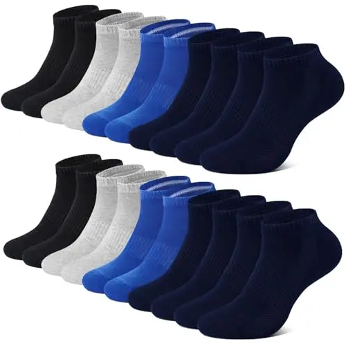 FALARY Herren Sneaker Socken 10 Paar Unisex Schwarz Grau Himmelblau Marineblau