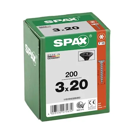 Spax Universalschraube, Senkkopf, schwarz, Vollgewinde, 200 Stück (3x20 mm)